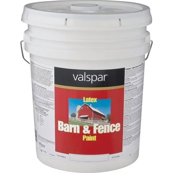 018312510008 Barn and Fence Paint, Red, 5 gal Pail, Valspar, Mfr#: 3125.1
